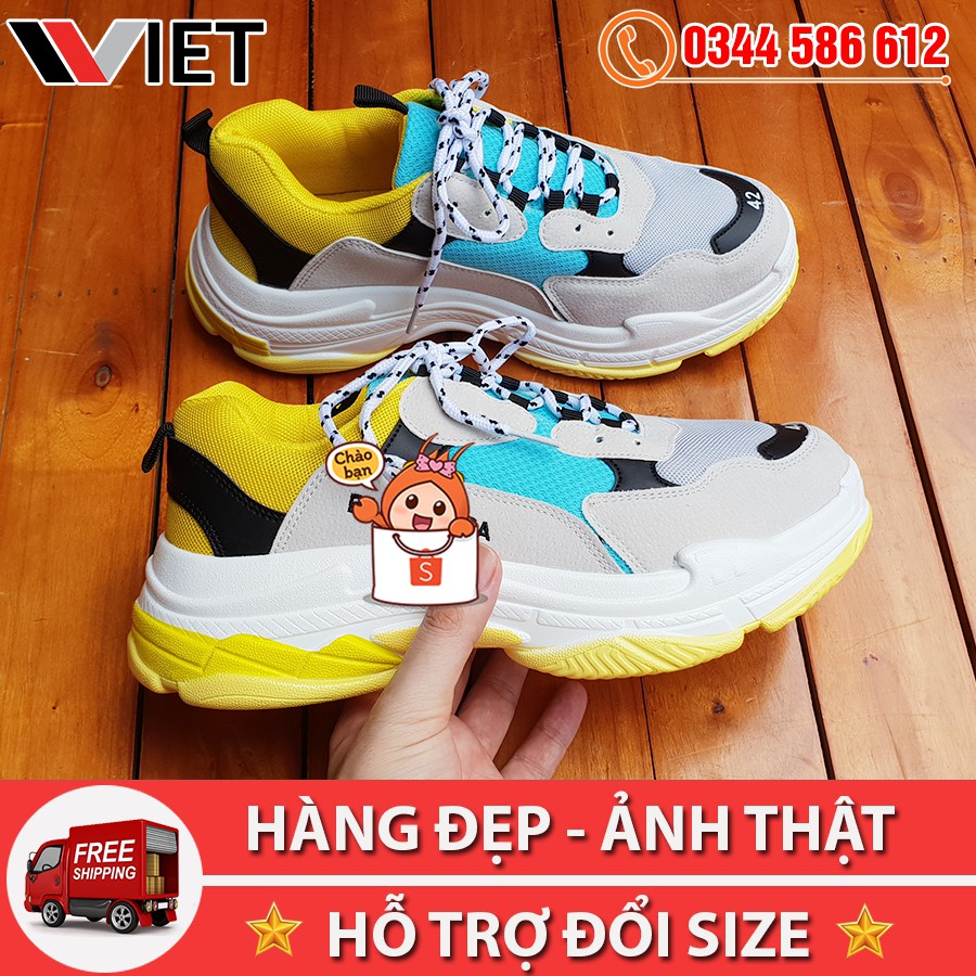 Giày Thể Thao Triple S Xanh Vàng Giá Rẻ
