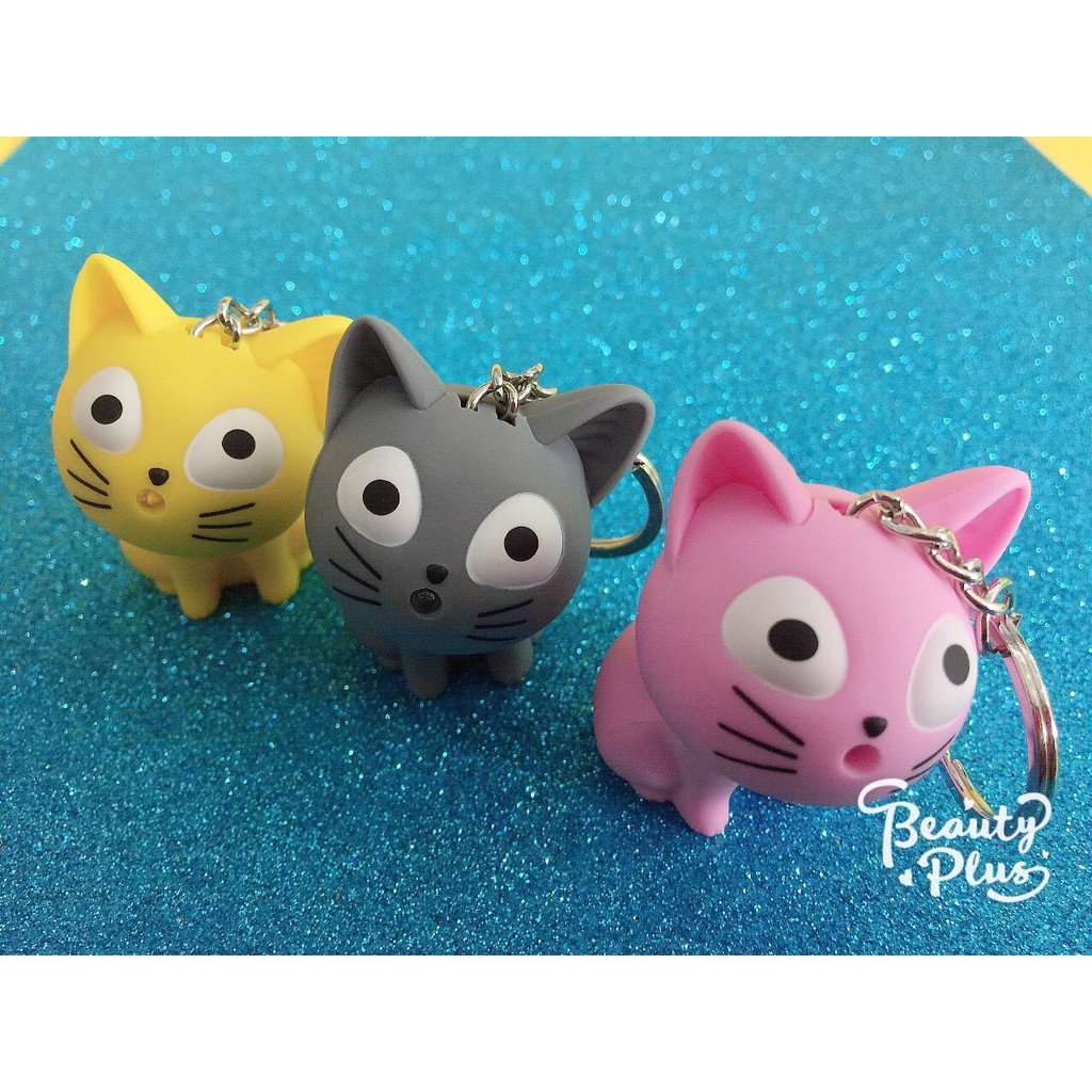 Móc Khóa Đèn Led Hình Mèo Có Đèn Led Phát Sáng,có âm thanh-Móc khóa hình mèo phát ra âm thanh và ánh sáng