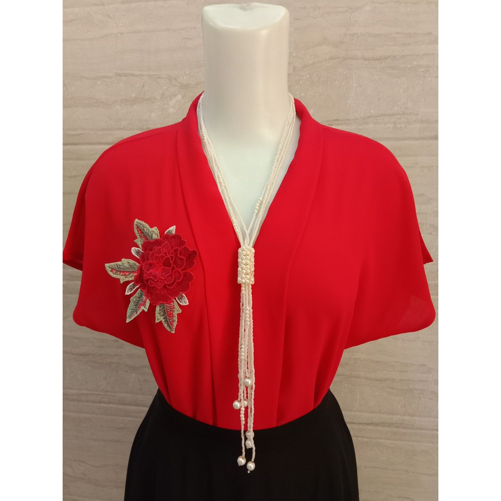 ÁO BÀ LAI TAY DƠI KẾT HOA -  Chất liệu tằm ý - M022