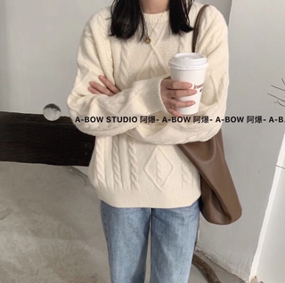 Áo len trám cổ tròn A-6975
