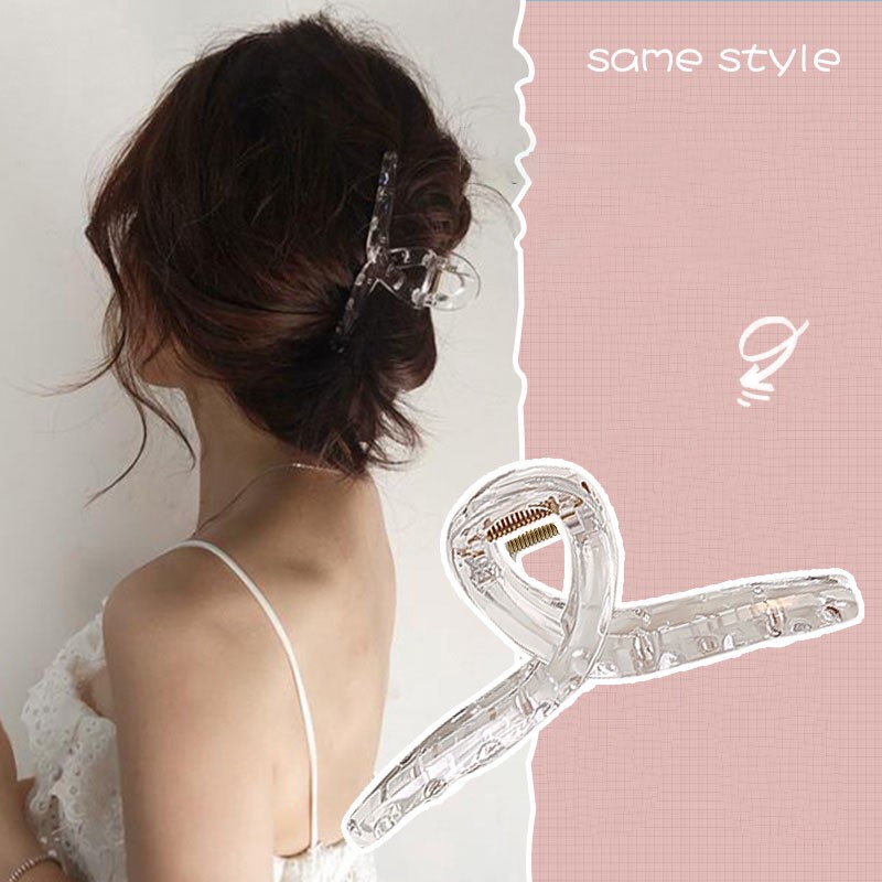Kẹp tóc cỡ lớn acrylic trong suốt phong cách Hàn Quốc tinh tế thời trang