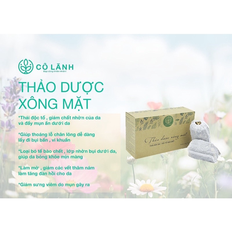 Hoa thảo dược xông mặt Cỏ Lành - 6 gói lớn dùng cho da mặt làm sạch sâu cho da, ngừa mụn