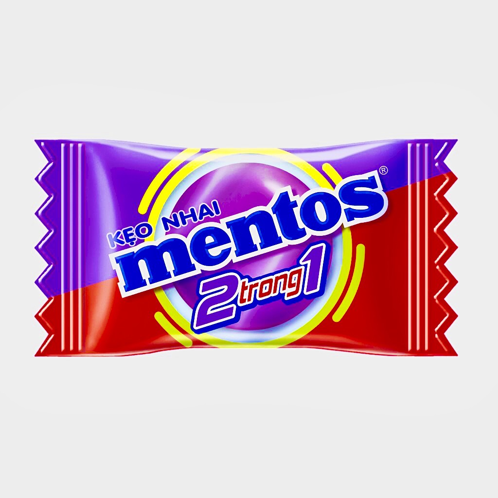 (Sale lấy 5 sao) 3 cây kẹo Mentos 2 trong 1 (Chanh Lý chua đen &amp; Dâu chanh) kẹo nhai ăn vặt ngon hấp dẫn
