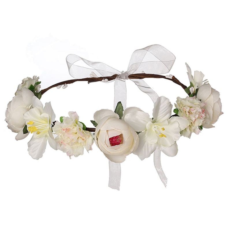 Vòng Hoa Đội Đầu Phối Ruy Băng Nhiều Màu Sắc Phong Cách Boho