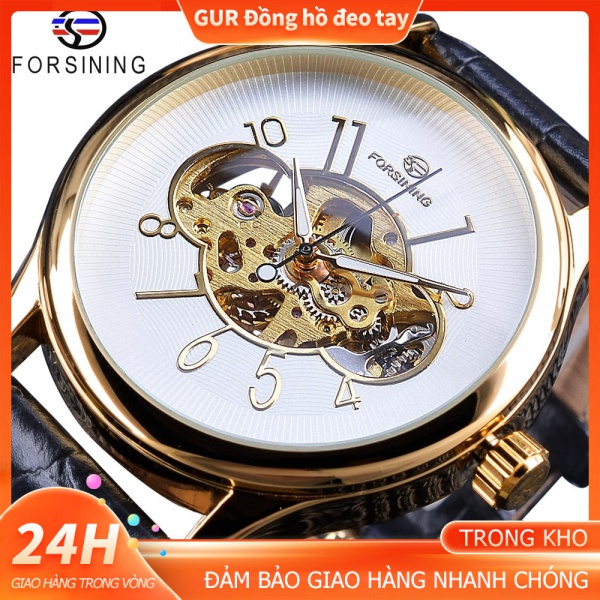 FORSINING Đồng Hồ Cơ Lộ Máy Mặt Tròn Phát Quang Sang Trọng Dành Cho Nam Nữ