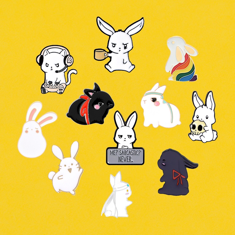 Huy Hiệu Cài Áo Hình Thỏ Hoạt Hình Dễ Thương