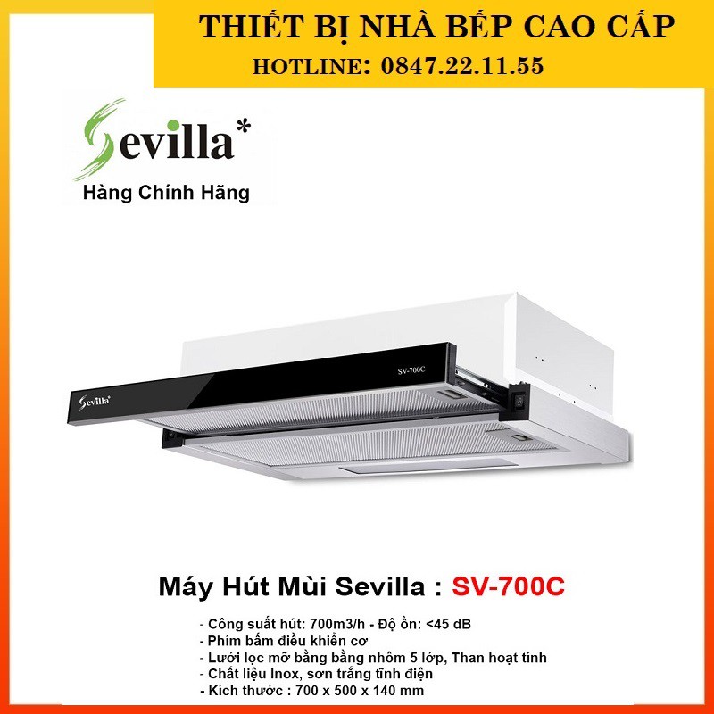 Máy hút mùi cao cấp âm tủ SEVILLA SV - 700C