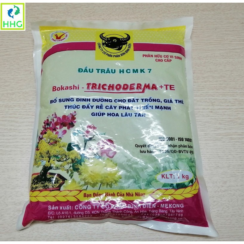 Phân bón Đầu trâu HCMK7 hữu cơ Trichoderma + TE 1kg