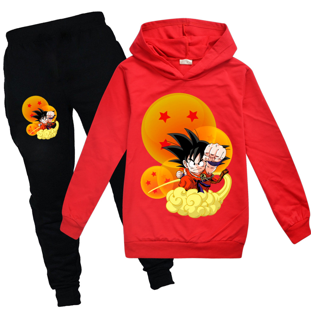 Set Áo Sweater Tay Dài In Họa Tiết Hoạt Hình Dragon Ball + Quần Dài Thời Trang Mùa Thu Cho Bé