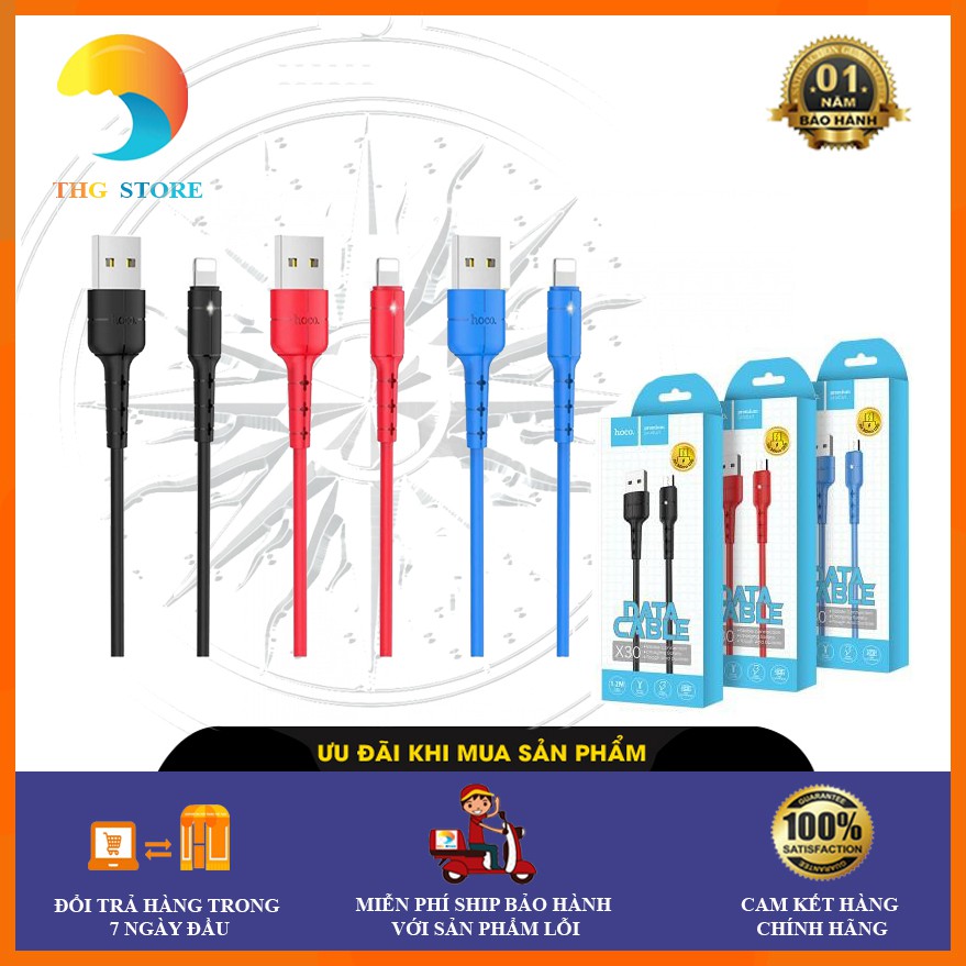 [Mã ELORDER5 giảm 10k đơn 20k] Cáp sạc iphone Hoco X30 sạc nhanh cho Iphone/ Samsung,cáp sạc dây dù - Phụ Kiện THG