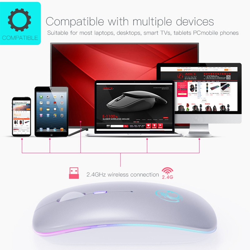 Wireless Mouse Bluetooth RGB Rechargeable Silent LED Backlit Ergonomic Mice