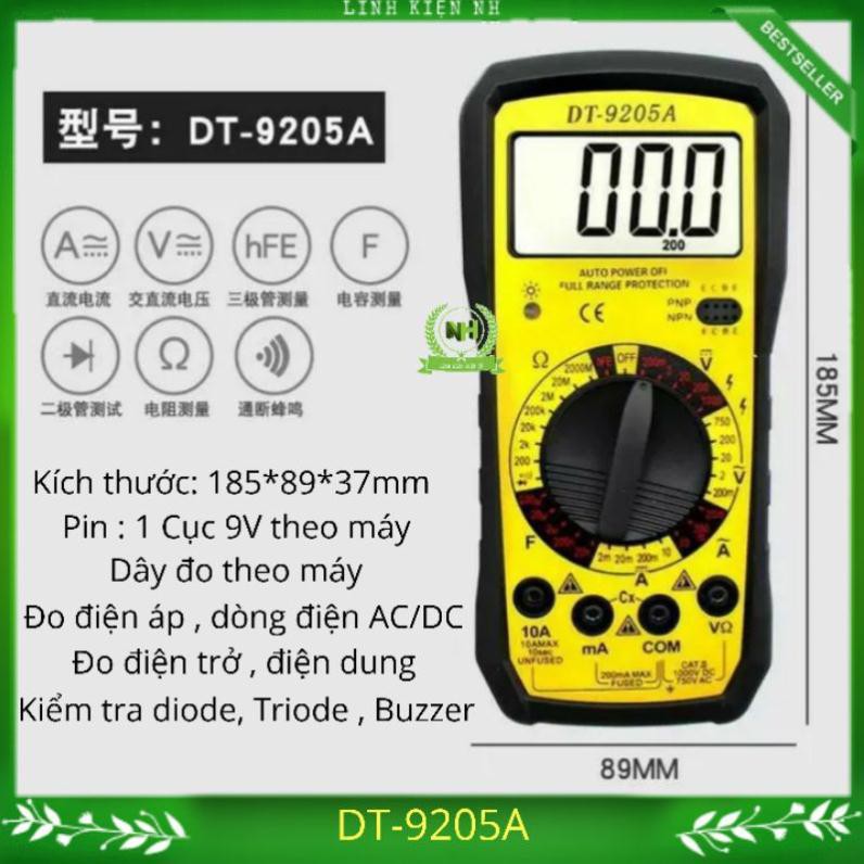 Đồng hồ đo điện vạn năng DT-9205A ( Kèm Pin+ Dây Do ) Loại Tốt