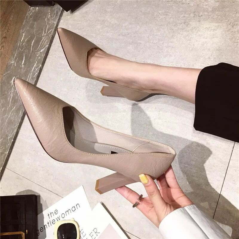 Giày cao gót mũi nhọn nhiều màu sắc tùy chọn phong cách Pháp thời trang