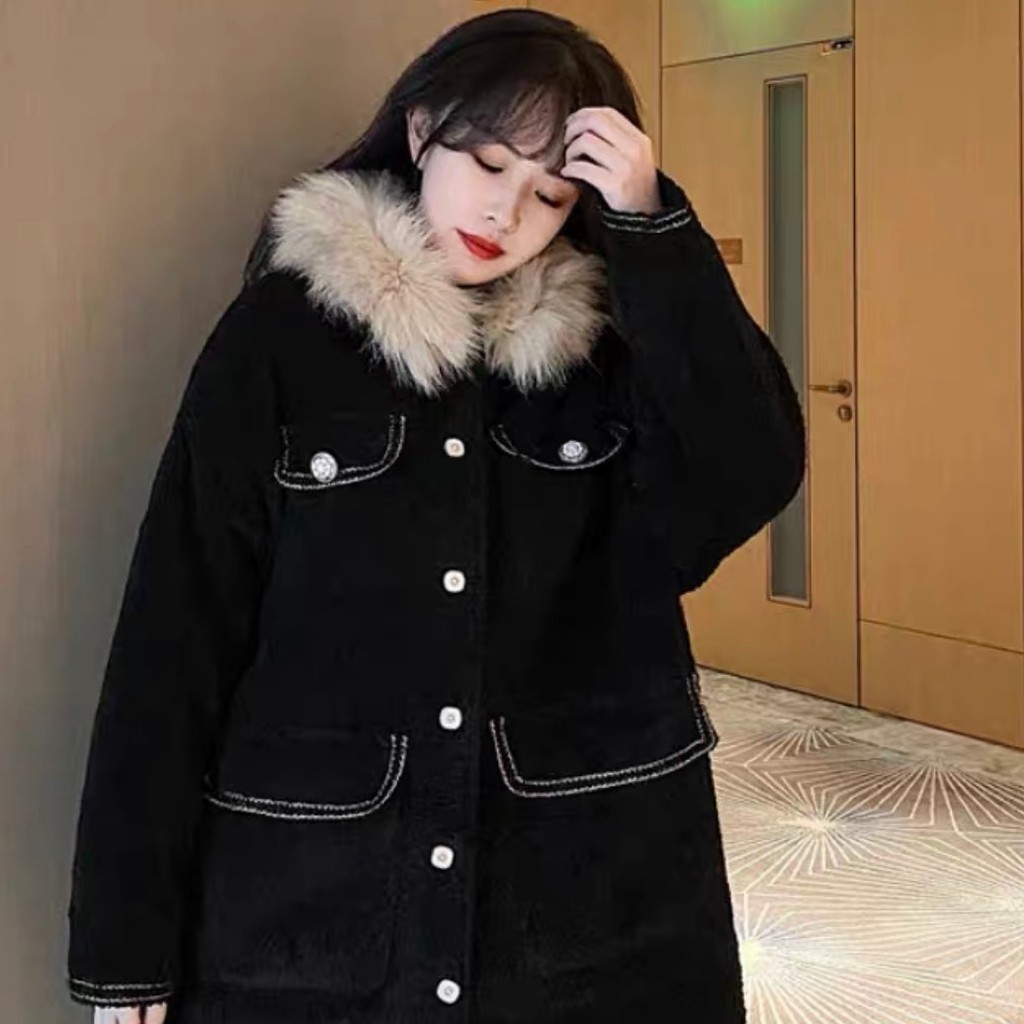 Áo Khoác Dạ Cổ Lông Viền Nhũ | BigBuy360 - bigbuy360.vn