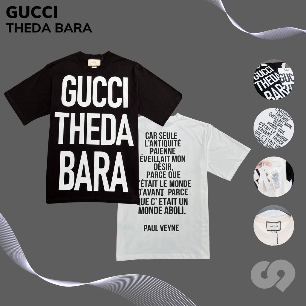 Áo Phông Gucci Theda Bara Chữ To Chất Liệu Cotton Co Giãn 4 Chiều Hình In 5D - Áo From Dáng Unisex Nam Nữ Hottend 2023
