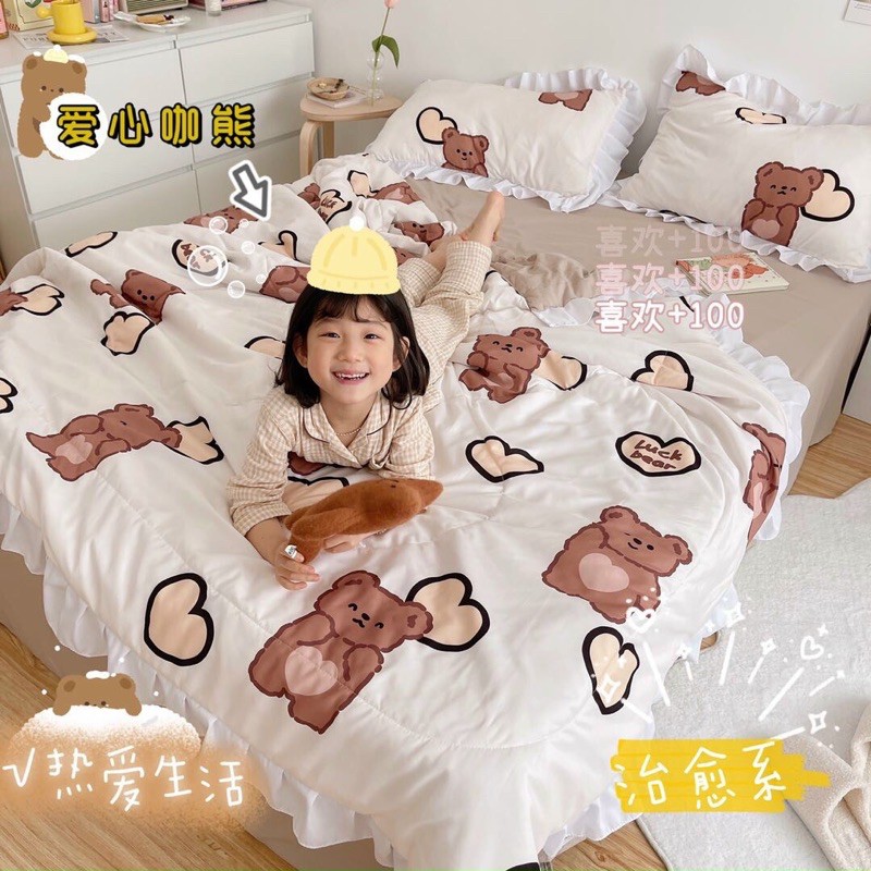 [HOT HOT] Bộ Chăn Ga Gối Cotton Đũi Bèo Chăn Chần Hè Cao Cấp Mẫu Mới 2021