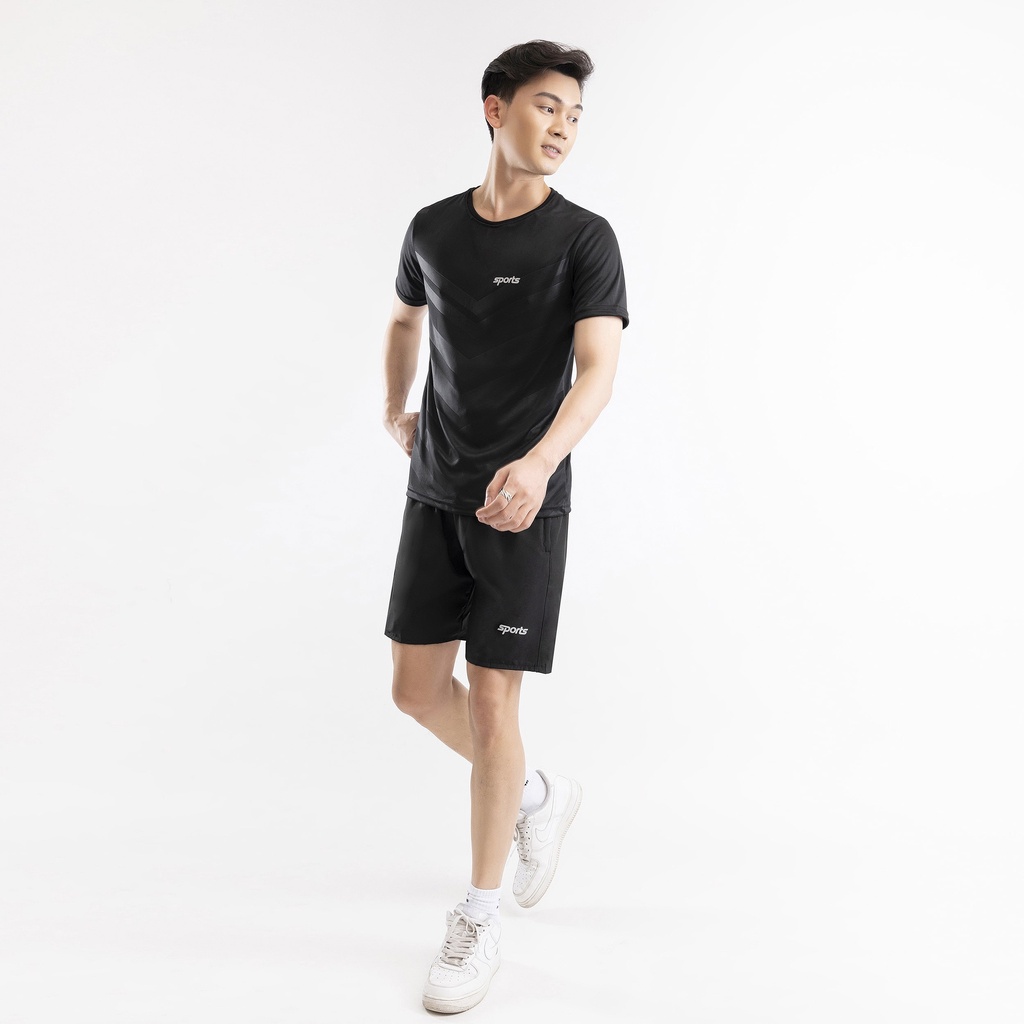 Bộ quần áo cộc tay mùa hè nam in chữ sports DINO SPORTS set quần áo thể thao chất thun mát thoáng khí