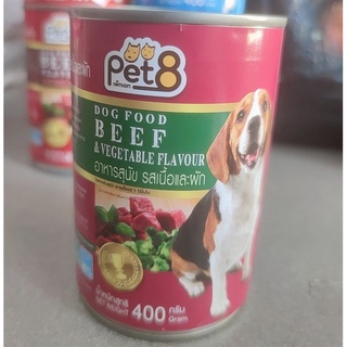 pate lon Pet8 vị thịt bò và rau củ cho chó 400g