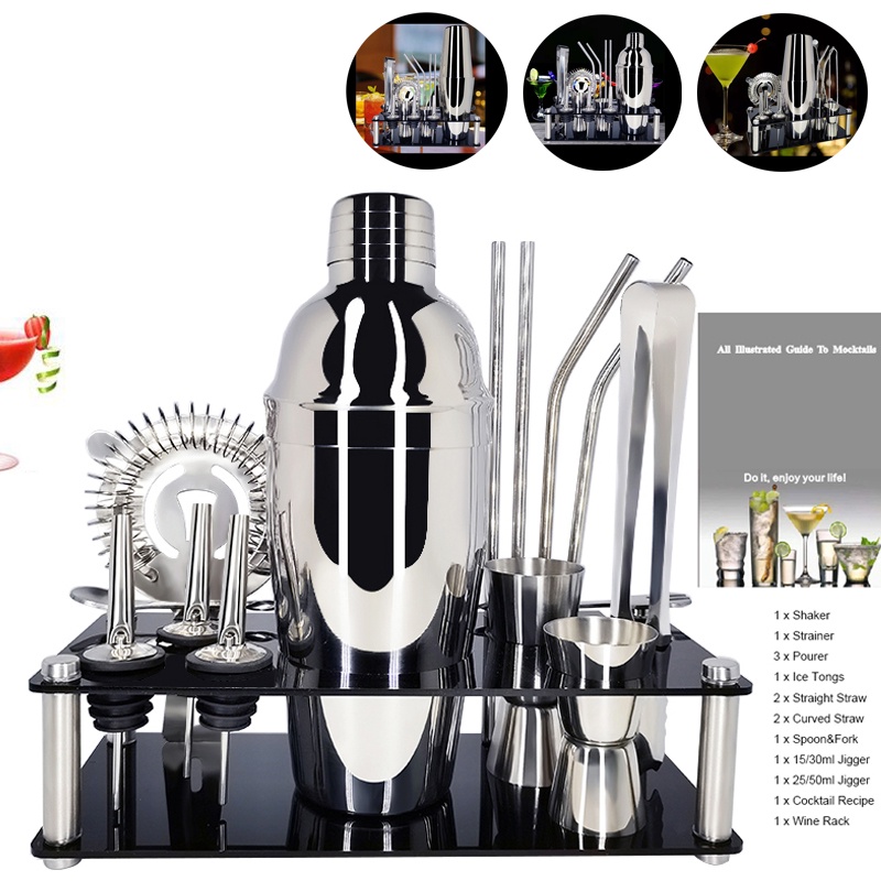 1-15 Dụng Cụ Pha Chế Rượu Cocktail Bằng Thép Không Gỉ Kèm Giá Đỡ