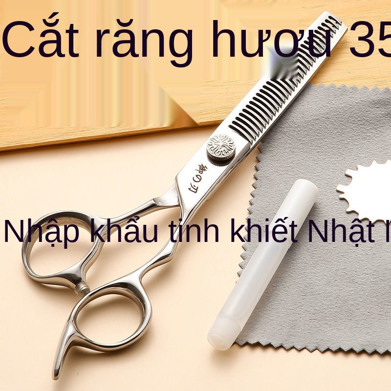 Kéo tạo kiểu tóc chính hãng nhập khẩu Đài Loan 440C thép không lỗ khoét thợ hang động dao uốn xương cá cho làm