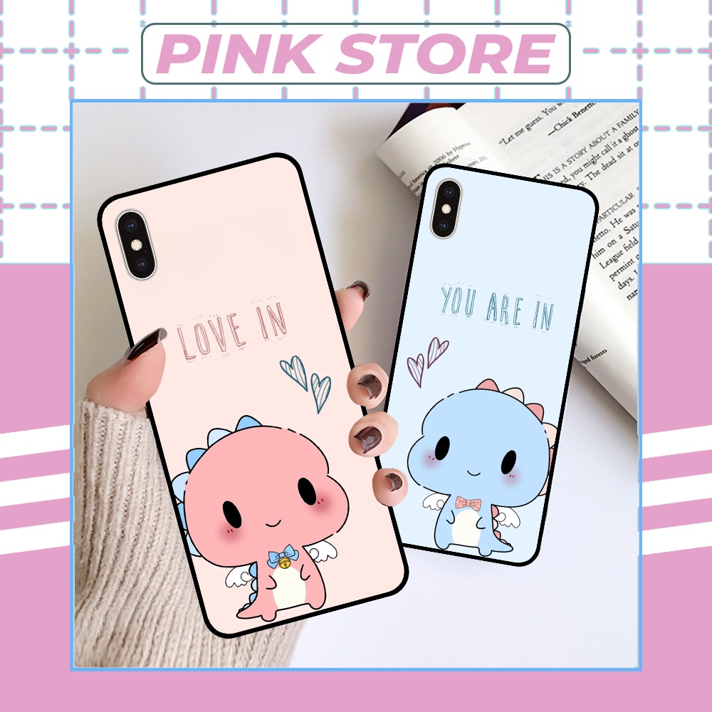Ốp lưng I.p.h.o.n.e X Xs XR Xsmax 11 11 Pro Max in couple khủng long chibi cute đáng yêu siêu đẹp