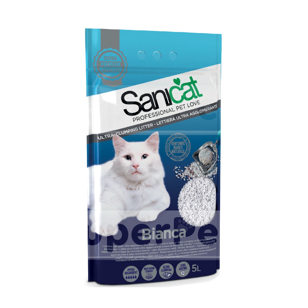 Cát vệ sinh SANICAT BIANCA 5L Không Mùi - Dạng vón