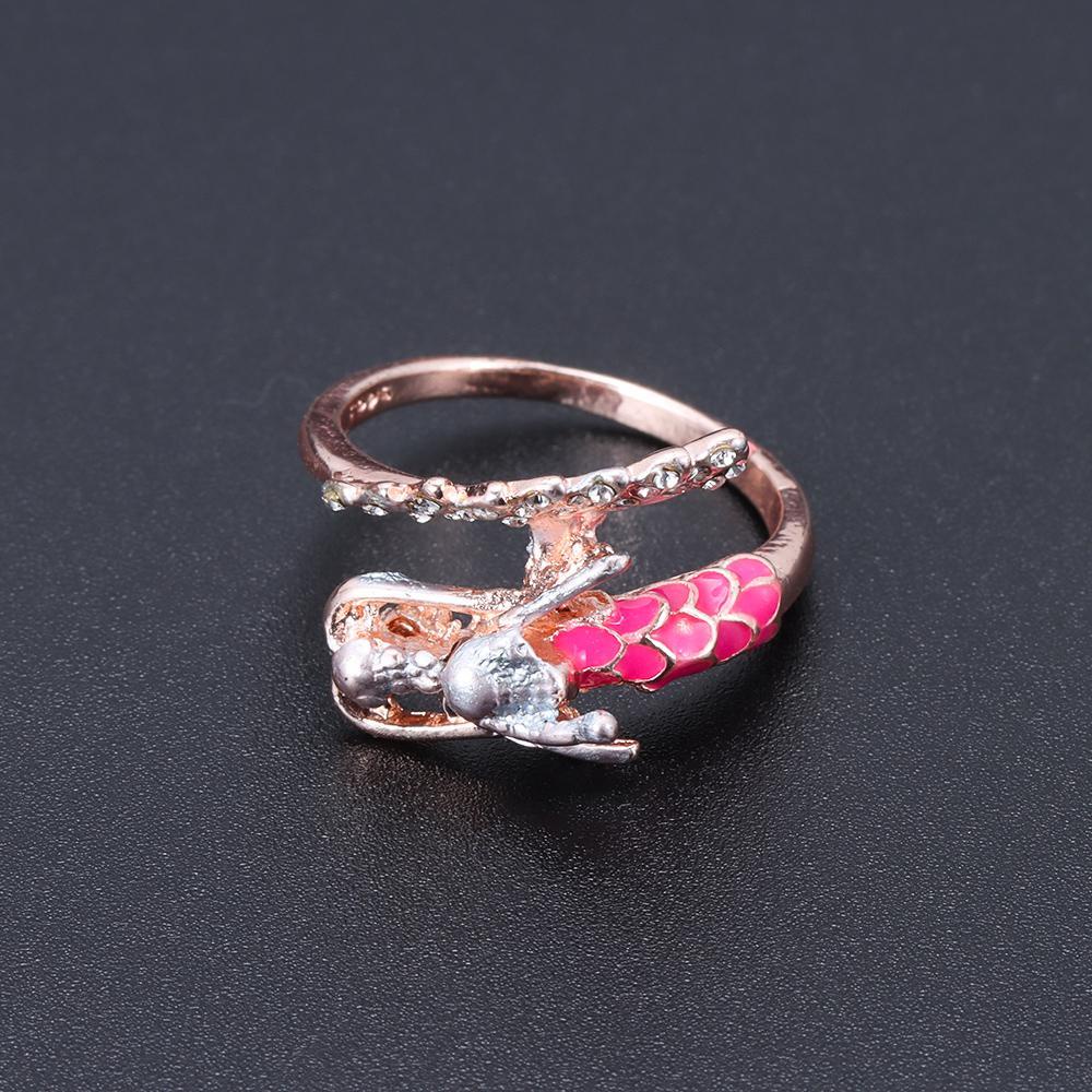 Nhẫn Hình Đầu Rồng Hoa Hồng Mới|Nhẫn Hở Thiết Kế Cá Tính Độc Đáo