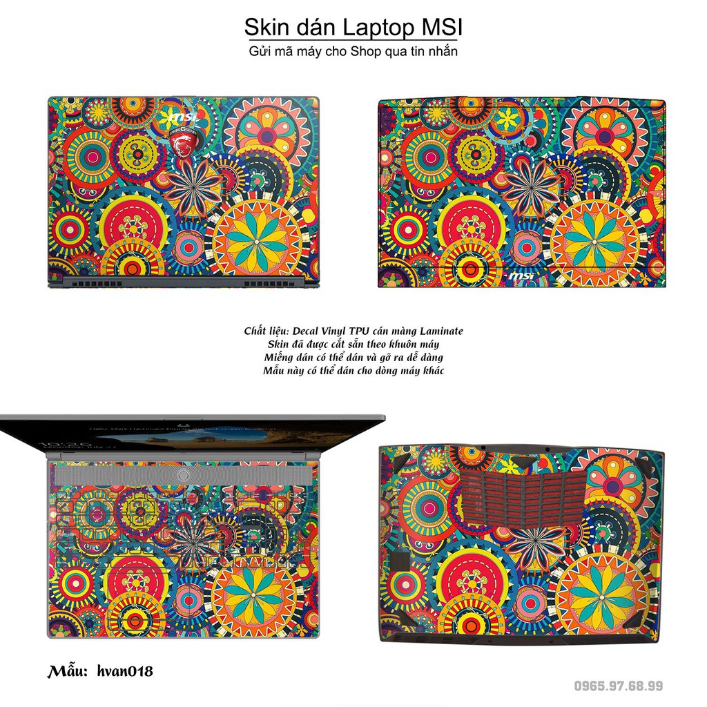 Skin dán Laptop MSI in hình Hoa văn _nhiều mẫu 3 (inbox mã máy cho Shop)