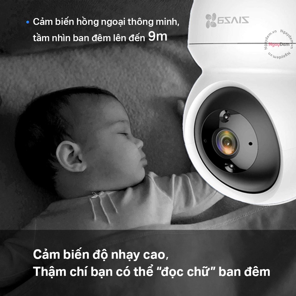 Camera Wifi Ezviz C6N Full HD 1080P 2MP Xoay 360 Bảo Hành Chính Hãng 2 Năm-Đàm Thoại 2 Chiều Giám Sát An Ninh