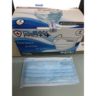 Cleanpro++ mask - Khẩu trang kháng khuẩn 4 lớp, hàng xuất khẩu, hộp 50 cái màu xanh