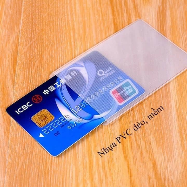 Set 10 bao bọc thẻ tín dụng/ thẻ căn cước/danh thiếp bằng nhựa trong suốt tiện dụng]