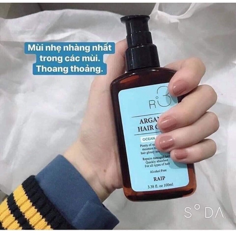 Dầu dưỡng tóc Argan Raip R3 siêu mượt không bết tóc