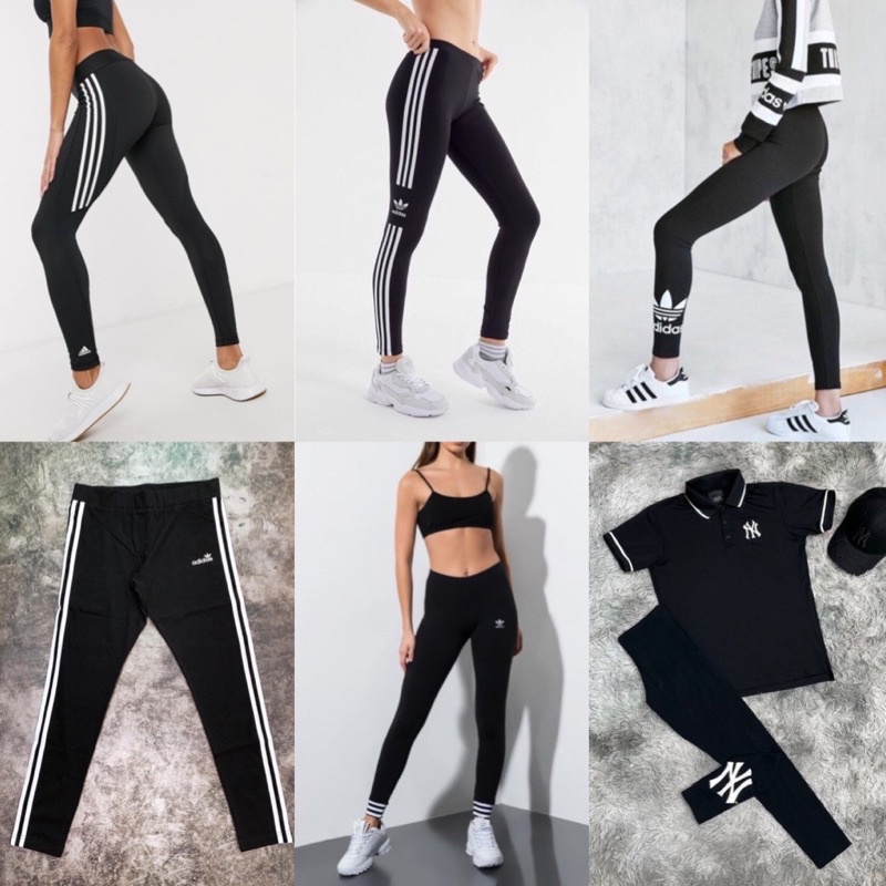 (HÀNG XUẤT XỊN) Quần legging das m/ lb đen logo to 1655 BIG LOGO OUTLINE TREFOIL TIGHTS Made in Cambodia full tag