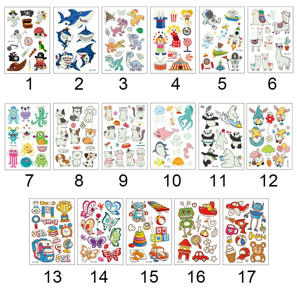 Miếng dán hình xăm tạm thời họa tiết hoạt hình dạ quang chống thấm nước dành cho trẻ em