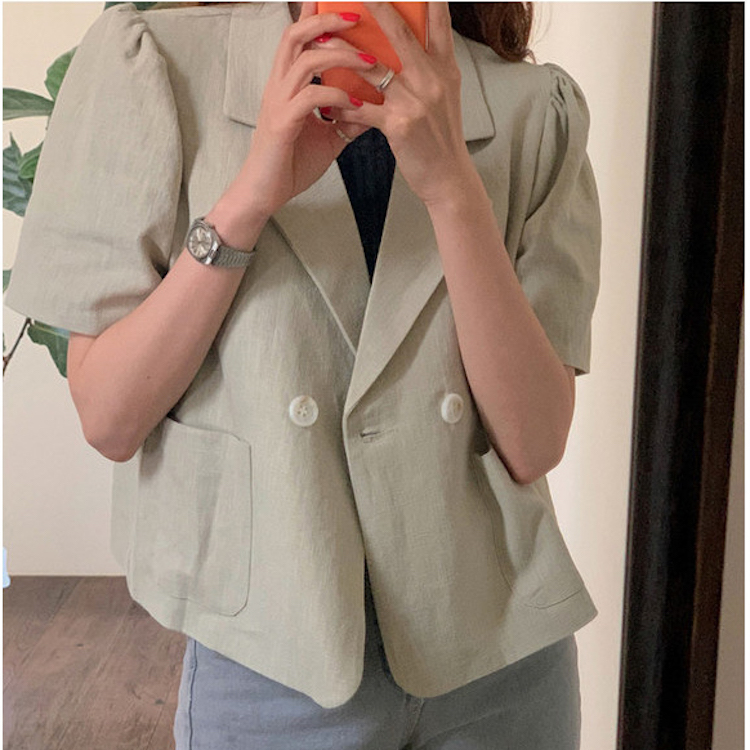 Áo khoác blazer tay phồng cổ chữ V thời trang | BigBuy360 - bigbuy360.vn