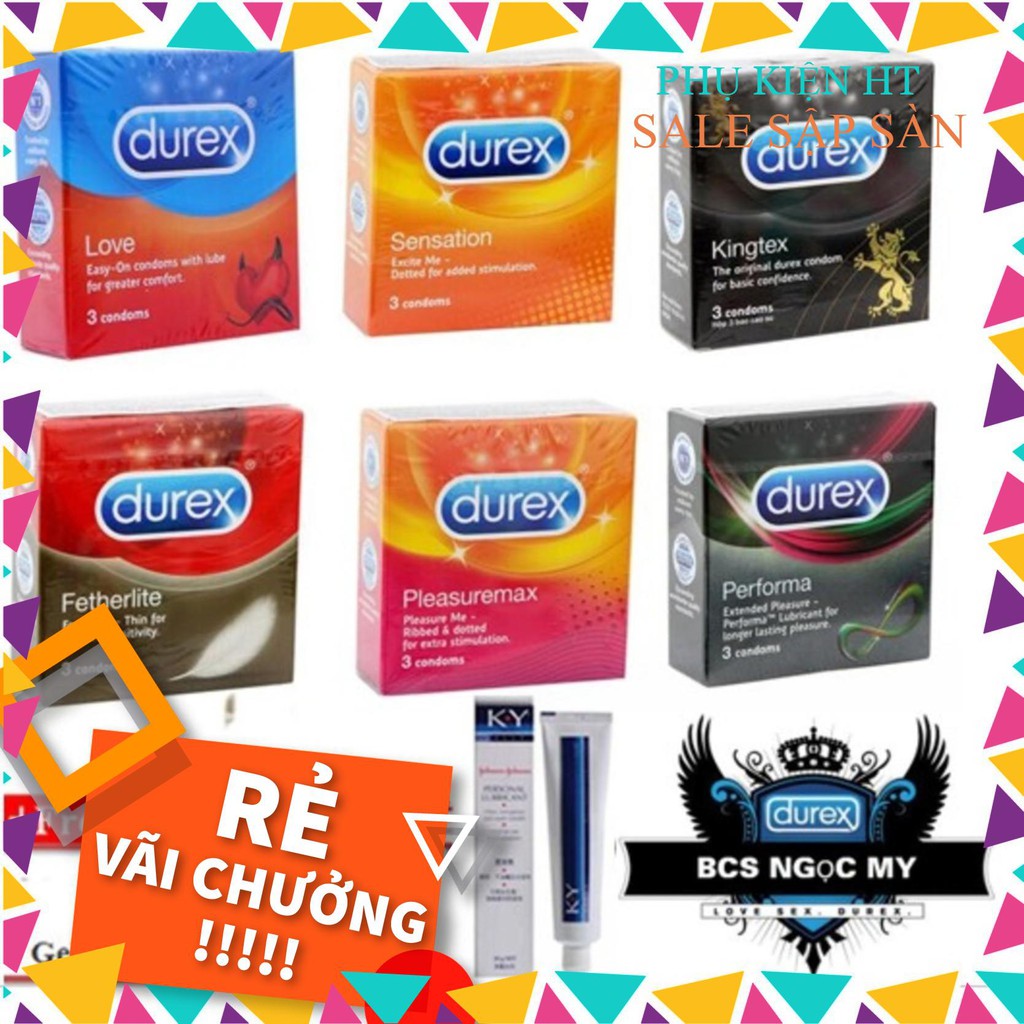 [ GIÁ SỈ ] [DEAL HOT] Combo 6 Hộp Bao Cao Su Durex 18 Cái Tùy Chọn + Tặng 1 Tuýt Gel Bôi Trơn KY