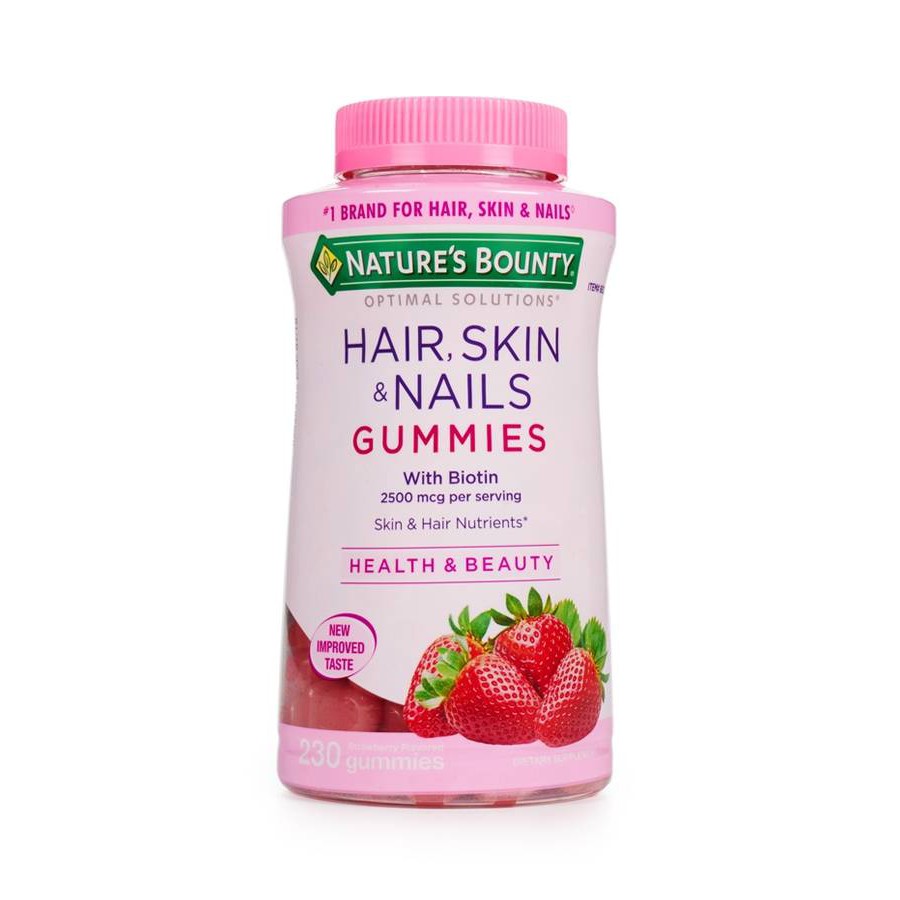 Kẹo dẻo Hair skin nails gummies Nature's Bounty Làm Đẹp Da, Giúp Tóc, Móng Chắc Khỏe, Sáng Bóng