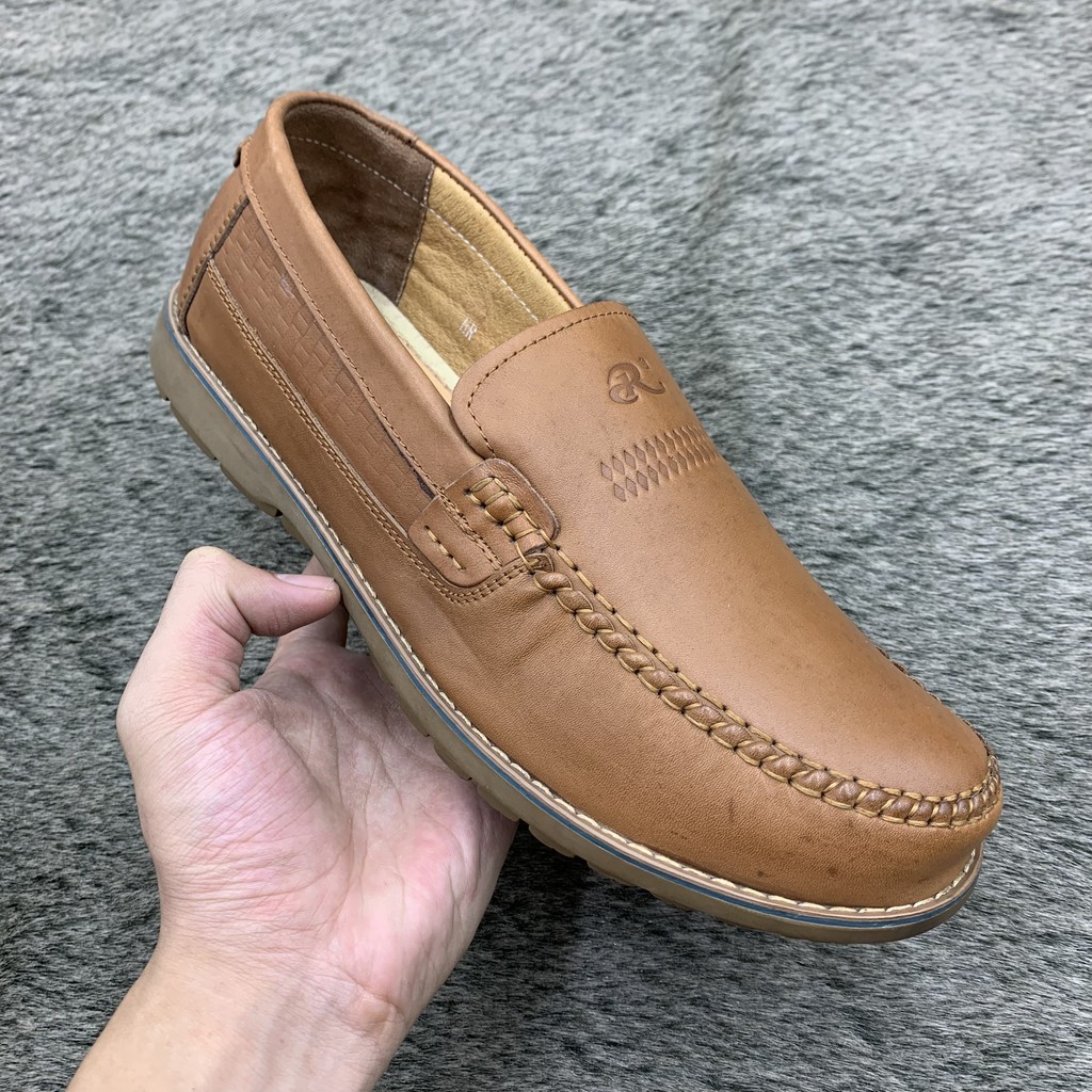 Giầy lười nam da bò mềm đế cao su siêu bền