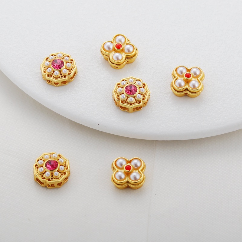 Hạt Xâu Chuỗi Rỗng Bằng Zircon 14mm Màu Vàng 18k Dùng Làm Trang Sức DIY