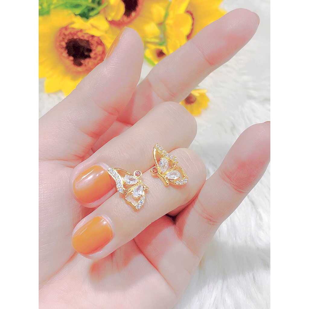 Bông tai nữ cánh bướm  - phụ kiện nail đính đá UHA , chuôi cài chắc chắn, kiểu dáng hiện đại, thu hút, sang trọng B168