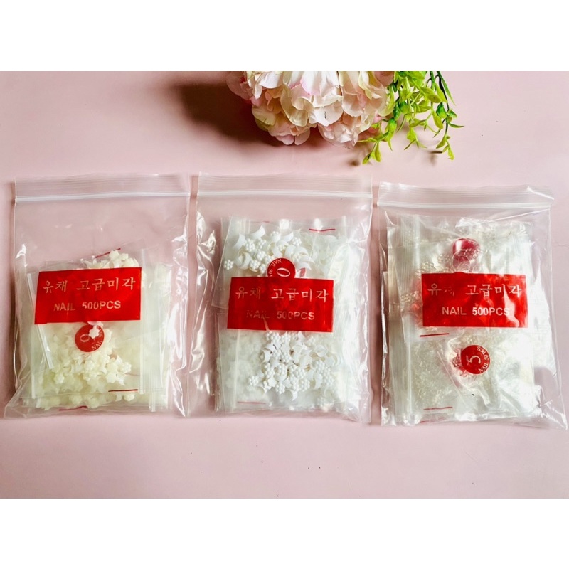 500 Móng nối chân chính hãng Hàn quốc đủ size nhựa siêu dẽo hình hoa