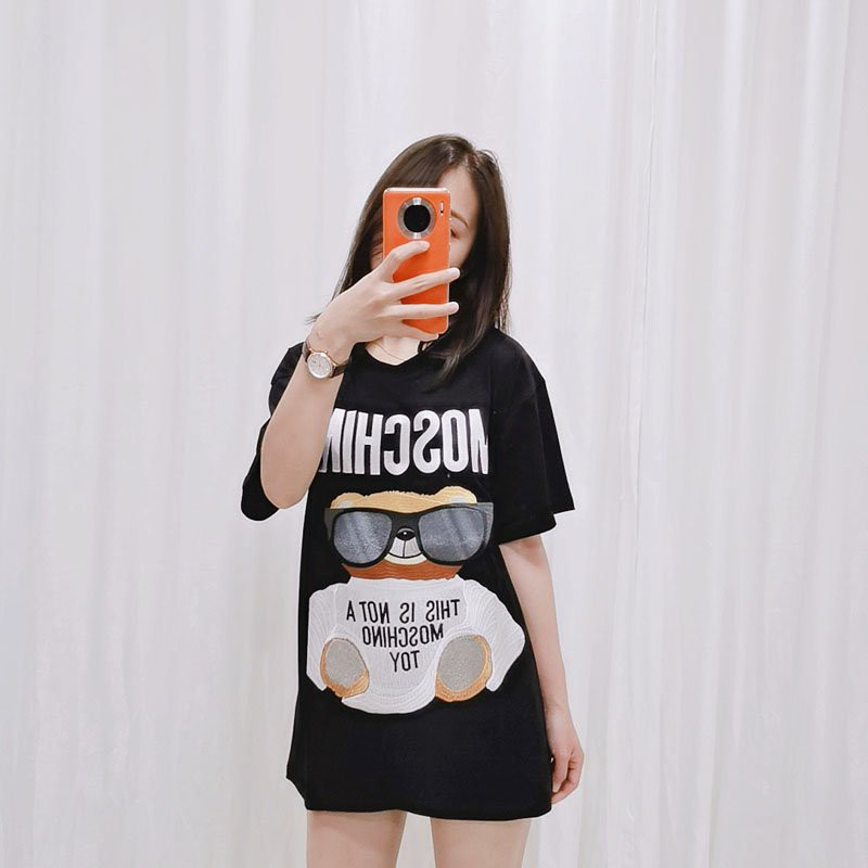 Áo phông gấu Moschino nữ | Áo phông gấu tay lỡ  FORM rộng 100% COTTON | BigBuy360 - bigbuy360.vn