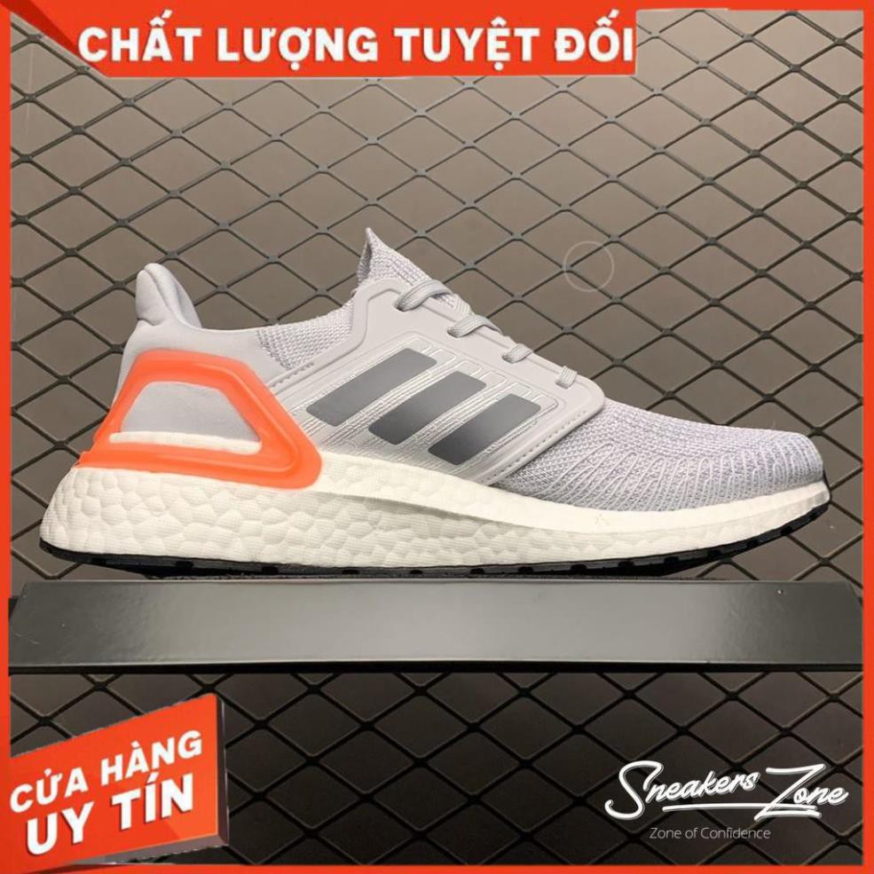 (FREE SHIP + HỘP + QUÀ) Giày thể thao ULTRA BOOST 2020 grey red Xám gót đỏ đế trắng Ultra boost 6.0