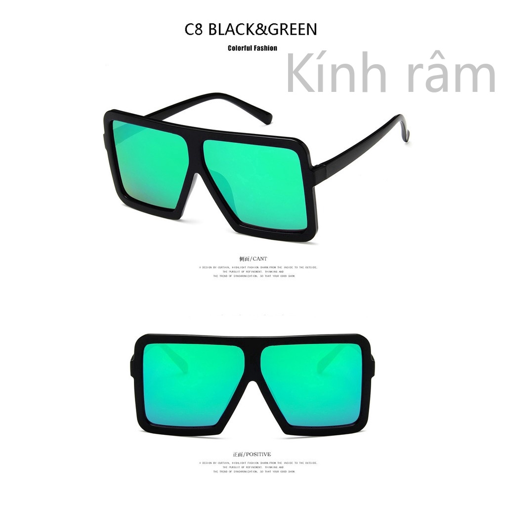 Kính mát gọng vuông bản lớn thời trang cho nam nữ