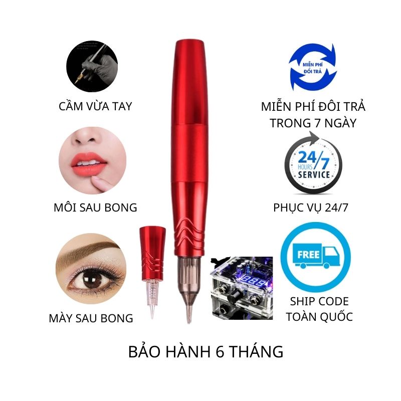 Máy pen mini 5 0 phun môi siêu đỉnh mẫu mới nhất 2 đầu - Tặng nguồn trong - BH 6 tháng