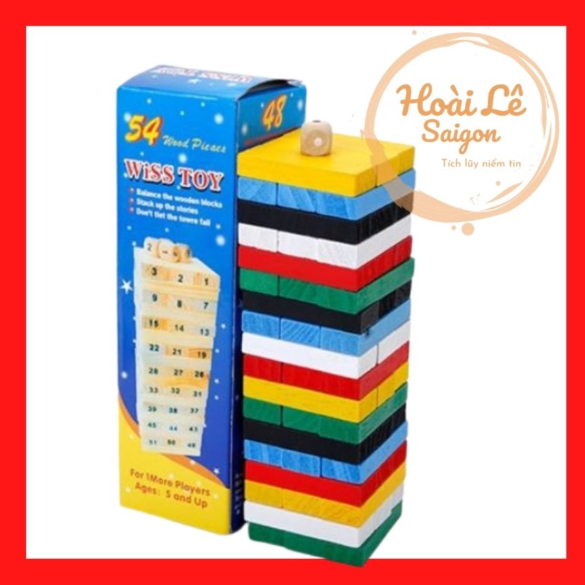 Bộ rút gỗ size lớn 23cm với 54 thanh gỗ sắc màu vui nhộn cho bé chơi cùng anh chị em tại nhà hoặc người lớn giải stress
