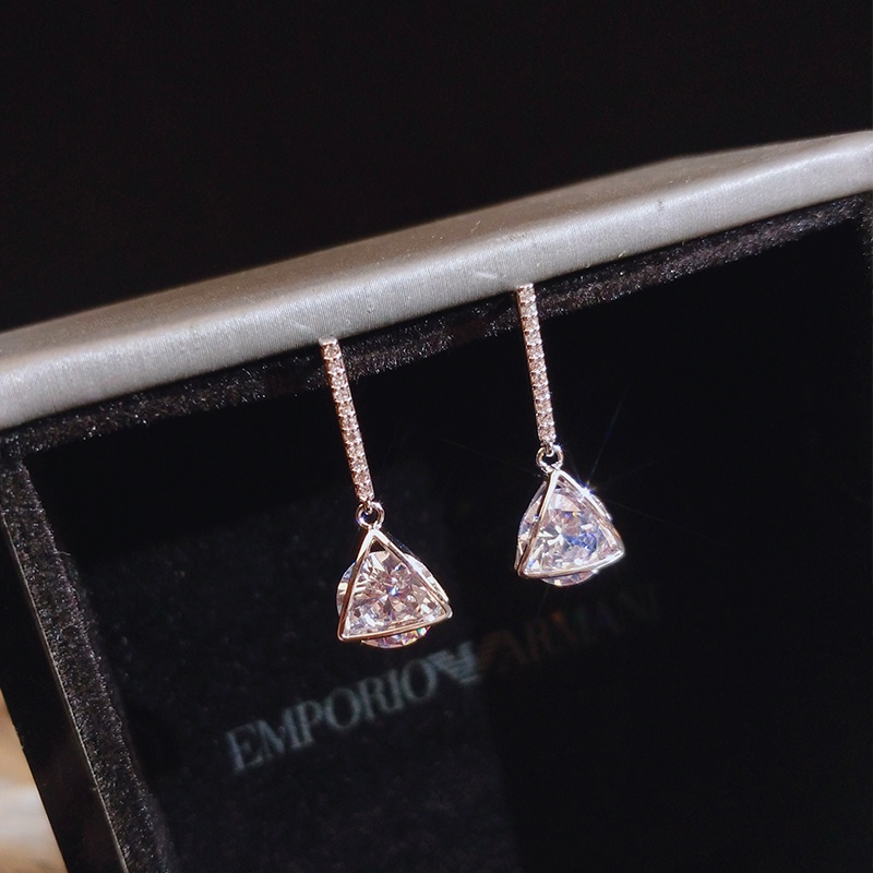 Khuyên tai JIUDUOLAN hình tam giác đính đá zircon thanh lịch sáng bóng tinh tế không gây dị ứng