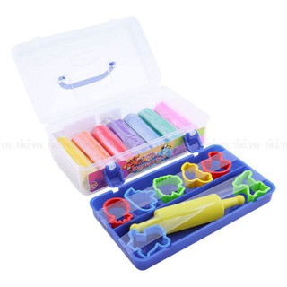 Đất nặn học tập 7 màu+ bộ sản phẩm 8 món kiddy clay px55077