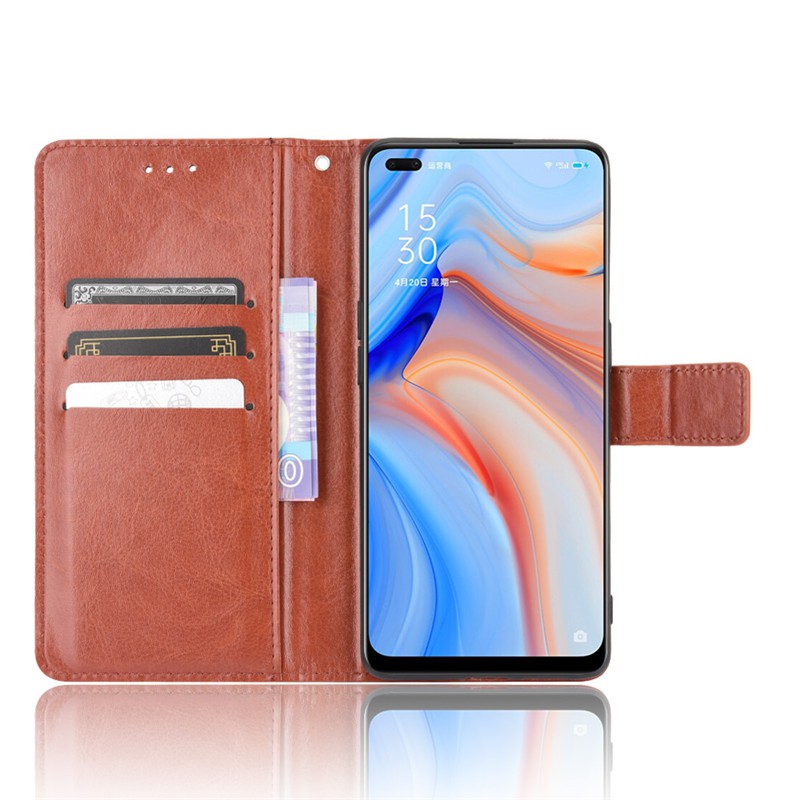 Ốp Điện Thoại Da PU Kiểu Ví Lật Có Đế Cho OPPO Reno4 OPPO Reno4 4G Reno 4