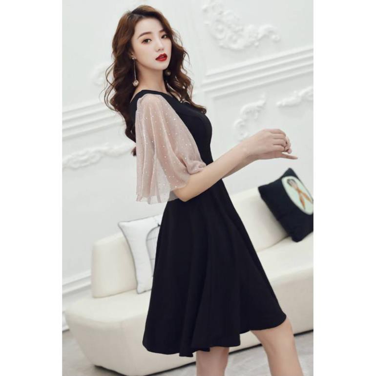 Đầm ôm xòe phối ren lệch vai fullsize từ 40-120kg - VBEO319 | BigBuy360 - bigbuy360.vn